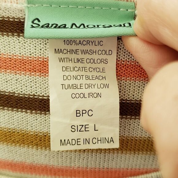 Pretty Sara Morgan Striped Top Sz L - Picture 3 of 3